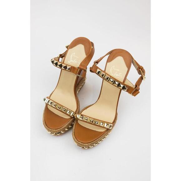 Christian Louboutin Tan Studded Wedge Leather - Picture 4 of 6